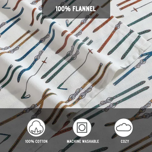 Vista 6 de Eddie Bauer - Juego de sábanas de tamaño King, de franela de algodón, cepillado para mayor suavidad, acogedora decoración para el hogar