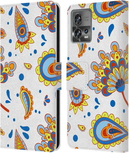 Vista 7 de Head Case Designs Officially Licensed Haroulita Blue Flower Cute Flower Pattern Leather Book Wallet Case Cover Compatible with Motorola Moto Edge 30