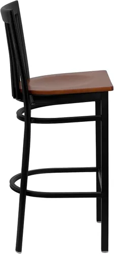 Vista 29 de Flash Furniture HERCULES Series Black School House Back Metal Restaurant Barstool - Asiento de vinilo negro