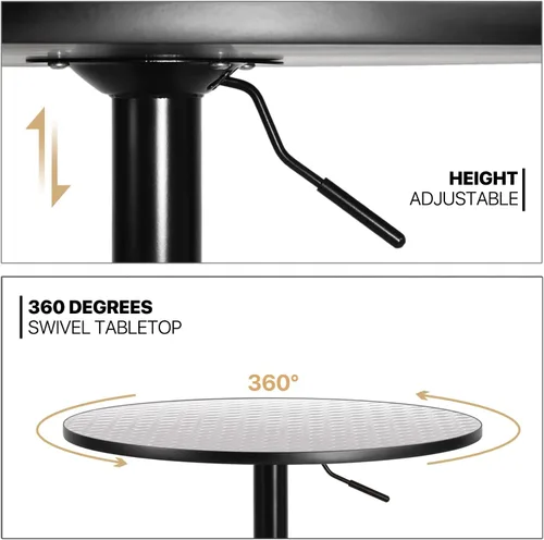 Vista 8 de MoNiBloom Juego de 3 mesas y sillas de bar, mesa redonda de comedor y taburetes de bar ajustables, juego de 2 con reposabrazos para comedor