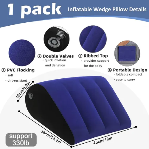 Vista 7 de TheClover Almohada inflable de cuña para viajar - Cojín de cama portátil para aliviar el reflujo ácido y el dolor de espalda, cojín de viaje
