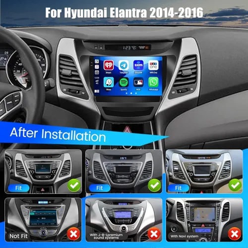 Vista 2 de Hikity 4+64G Android 15 Estéreo de coche para Hyundai Elantra 2014-2016, radio de pantalla táctil de 9 pulgadas con CarPlay, Android Auto