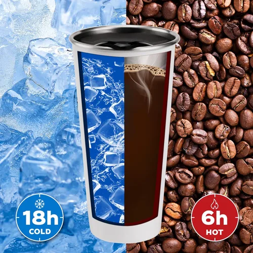 Vista 3 de Swiss+Tech Vasos de acero inoxidable de 16 onzas, paquete de 2 vasos de doble pared, vaso aislado con tapa, vasos duraderos (rojo y blanco)