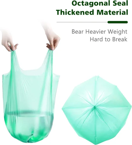 Vista 4 de AYOTEE Bolsas de basura biodegradables compostables de 4 galones, 140 unidades, sin perfume, capacidad de 15-23 litros, bolsas de basura de 4 a 6