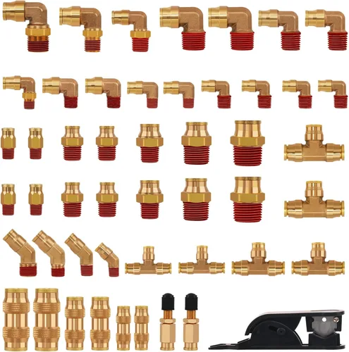 Vista 18 de Kit de Tubo de Línea de Aire, Accesorios de Conexión Rápida de Línea de Aire de 1/4" 3/8" con Tubo de Manguera de Aire de Nylon DOT de 6,35 mm x 10