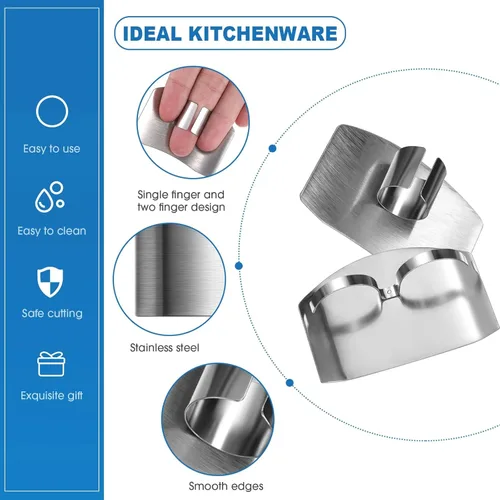 Vista 3 de Juego de 10 protectores de dedos para cortar, protector de cocina, cuchillo de acero inoxidable, cuna, seguro, papa, mantequilla, lechuga, rallador