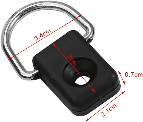 Vista 6 de Ejoyous Anillo D para kayak con kit de tornillos, 10 piezas de anillos de aparejo de pesca para barco, kit de montaje en bucle, color negro