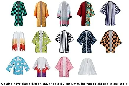 Vista 2 de Kamado Tanjirou Cosplay Costume Anime Kimetsu no Yaiba Role Play Outfit Kimono Robe Cape Cloak