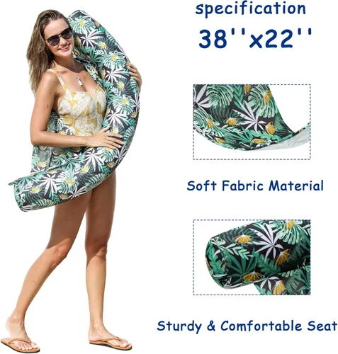 Vista 5 de FindUWill Inflatable Pool Floats Chairs, 2-Pack Comfortable Fabric Covered Pool Chairs with Sling, Stable Swimming Noodles Seats for Adults, Summer