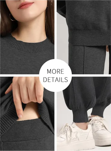 Vista 6 de SuperPrity Conjuntos de descanso para mujer, conjuntos de dos piezas de moda de manga larga, suéter de punto, ropa de otoño 2024
