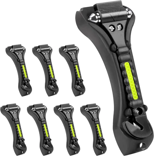Vista 12 de 2 piezas para romper ventanas de automóvil, rompecristales, cortador de cinturón de seguridad, martillo de seguridad 2 en 1 para automóvil