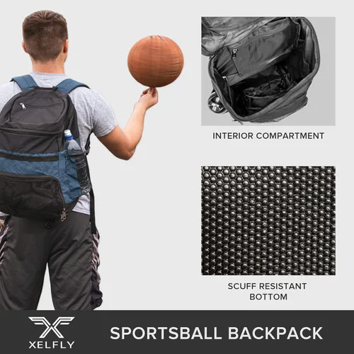 Vista 7 de Xelfly Mochila de baloncesto con compartimento para pelotas