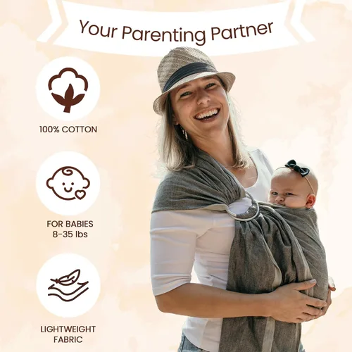 Vista 5 de Transportador de bebé con eslinga anillo soporte para cadera para bebés y niños pequeños, Autumn