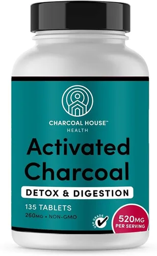 Charcoal House Tabletas masticables de carbón activado para adultos | Natural, vegano, sin OMG y sin gluten | para dientes, estómago, gases y
