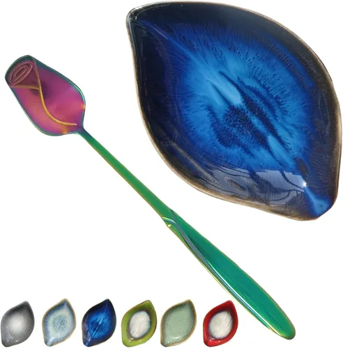 Vista 18 de Soporte de cuchara de café y descanso para accesorios de barra de café, soporte de cuchara pequeña de hoja para estación de café, soporte de cuchara