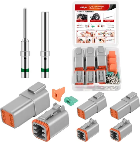 Vista 14 de Nilight Kit de conectores DT de 2 pines, 3 juegos de tamaño 16 contactos sólidos, terminal macho hembra impermeable para conectores de la serie DT