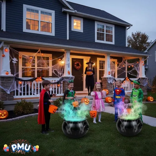 Vista 4 de PMU Caldero de Halloween Magic Multicolor Mist Nebulizador para Encantador Atmósfera Mist Maker (1/pkg) Pkg/1