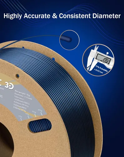 Vista 2 de DURAMIC 3D PETG Filamento 1.75mm Azul Ejército, Filamento de Impresión 3D Carrete de 1kg (2.2lbs), Filamento Azul Ejército 1.75mm Precisión