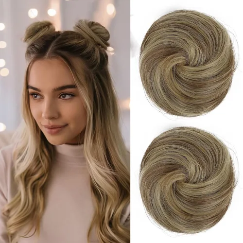 Vista 56 de REECHO Space Bun Hair Pieces, 2 piezas de mini clips de garra en moños desordenados y orejas de gato, extensiones de moño de cabello falso HB001