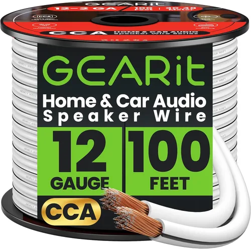 Vista 19 de GEARit Cable de altavoz de calibre 12, cable de altavoz de 20 pies para audio de automóvil, cine en casa, CCA (negro)