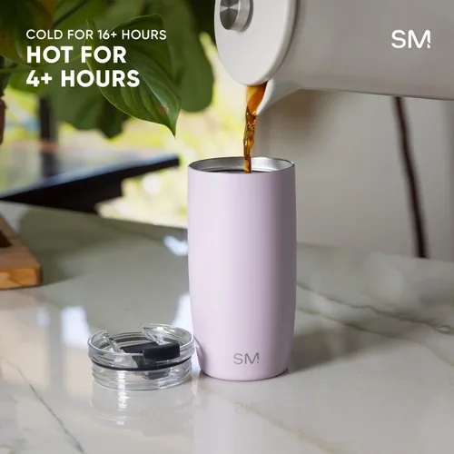 Vista 5 de Simple Modern Taza de café de viaje Tumbler con tapa abatible Reutilizable, aislada, de acero inoxidable, taza de café helado Cold Brew, termo