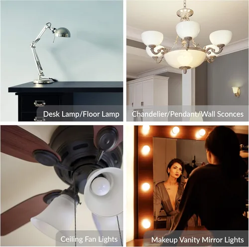 Vista 4 de Simba Lighting Bombilla pequeña de globo G16.5 redonda de 40 W, base E12 de candelabro (paquete de 10) para candelabro, luz de ventilador de techo