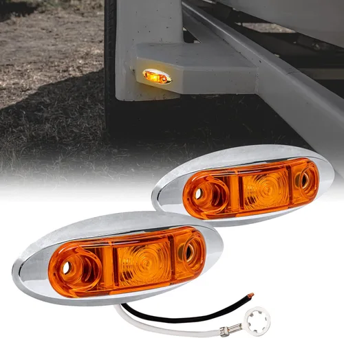 Vista 14 de TRUE MODS Luz de marcador LED de 2.5" ámbar para remolque con bisel cromado [DOT FMVSS 108] [SAE P2] [montaje superficial] [impermeable IP67] Luces