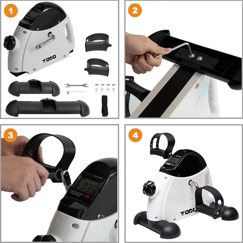 Vista 5 de TODO Mini Bicicleta de Ejercicio, Ejercitador de Pedal de Bicicleta Bajo Escritorio, Pedaleo de Pie Portátil con Monitor Digital