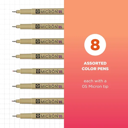 Vista 2 de SAKURA Pigma Micron Fineliner, punta 05, colores de archivo Ass't 30066, paquete de 8