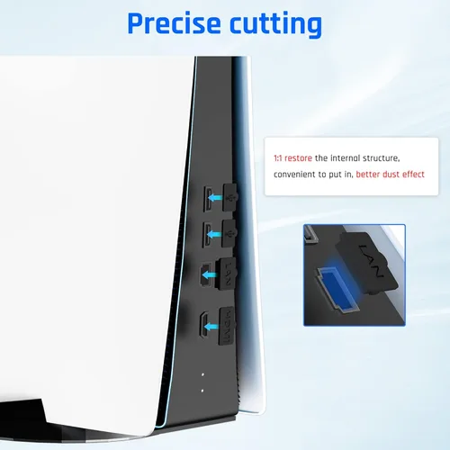 Vista 5 de RHOTALL Kit de tapones antipolvo para consola PS5, puerto USB HDMI AC LAN, protector contra polvo, accesorios de enchufe a prueba de polvo