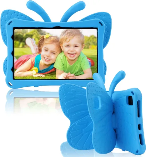 Vista 8 de Funda para iPad Mini 6 5, iPad Mini 6 8.3 con diseño de mariposa y soporte, EVA ligera de cuerpo completo, protector contra caídas, resistente a Azul
