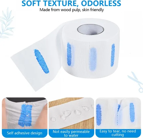 Vista 3 de SenseYo 5 rollos de tiras de papel para cuello de peluquero desechables para corte de pelo elástico para cuello de peluquero para peluquería corte