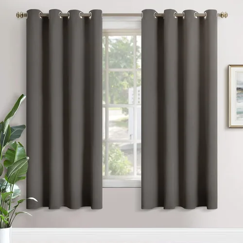 Vista 115 de YoungsTex - Cortinas blackout cortas, aislamiento térmico, ojales, oscurecen la habitación, privacidad, para cámper, cocina, cafetería y baño, 2