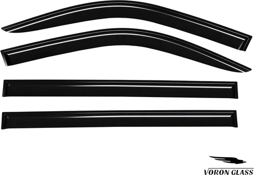 Vista 75 de Voron Glass Protectores de lluvia extra duraderos con cinta adhesiva para Chevrolet (Chevy) Silverado 2500HD/3500HD 2007-2014 cabina extendida Negro