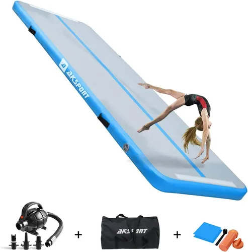 Vista 24 de AKSPORT - Tapete de aire para gimnasia o acrobacias, inflable, con bomba de aire para uso