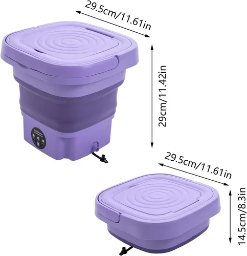 Vista 8 de Lavadora portátil, lavadora plegable de 8 litros con cesta de drenaje, lavadora multifuncional con 3 modos de limpieza profunda, adecuada