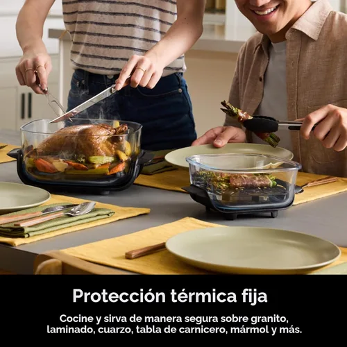 Vista 2 de Ninja Crispi - Freidora de aire de vidrio 5 en 1, recipientes y tapas de 450 °F, no tóxico, 4 cuartos y 6 tazas, apto para microondas, congelador