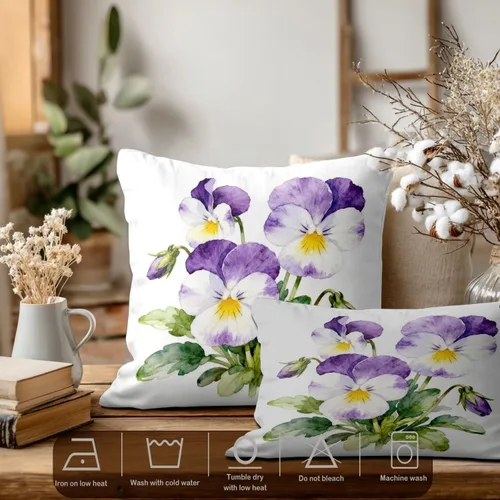 Vista 176 de Batmerry Flowers with Stems Throw Pillow Covers, Beautiful Floral Decorative Pillow Covers Digital Printing Blended for Couch Sofa Bed Invisible