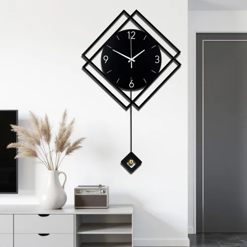 Vista 7 de Reloj de pared con péndulo, cuarzo de calidad silenciosa, funciona con pilas, modernos relojes de pared grandes para sala de estar, cocina, hogar