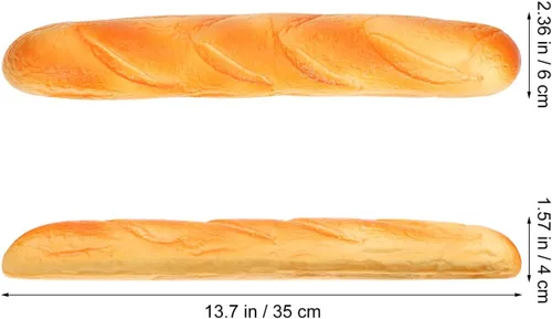 Vista 5 de Pan artificial realista de pan francés de 13.7 pulgadas, simulación de pastel de alimentos, pan falso, baguette, postre para panadería de Navidad