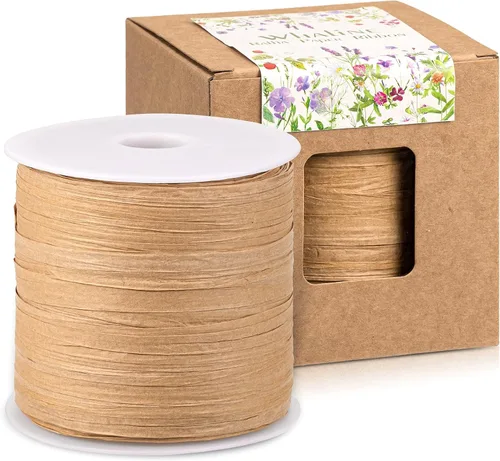 Vista 9 de Whaline Cinta de papel de rafia de Navidad de 229 yardas, cordel de papel de embalaje para regalos de festivales, decoración y tejido de bricolaje