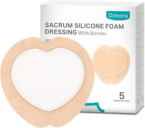 Vista 19 de Dimora Apósito de espuma de silicona con adhesivo de borde, 3 x 3 pulgadas, vendaje impermeable de primeros auxilios para el cuidado de heridas