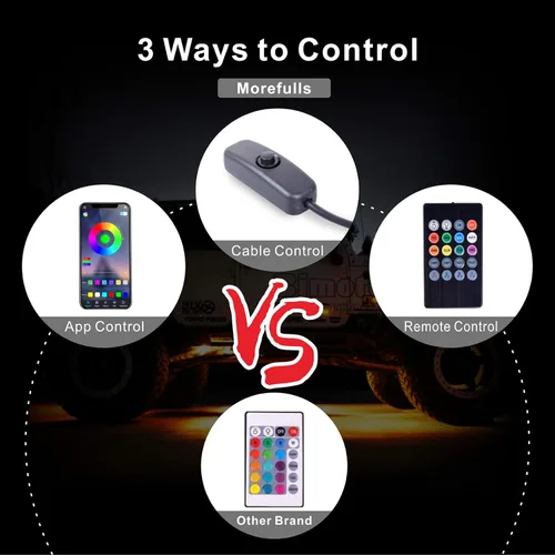 Vista 9 de SOCAL-LED LIGHTING Luces LED Rock Lights 6-Pods RGB Colorido Underglow Kit de luz de neón para tren de rodaje, IP 68 impermeable, control remoto