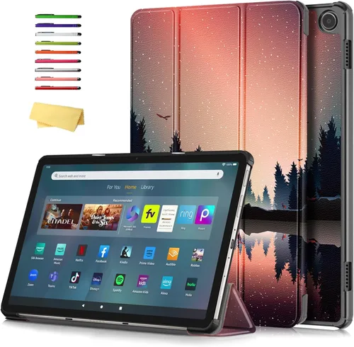 Vista 16 de Funda tipo folio para Yaxa Kindle Fire HD 8 y Fire HD 8 Plus (se adapta tanto a 12ª/10ª generación, 2022/2020) con soporte inteligente de piel