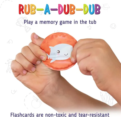 Vista 4 de merka Bath Toys Flash Cards - 30-Pack, 2.25-Inch EVA Foam, Multicolor - Baby Bath Toys & Memory Matching Game & Bathtub Flash Cards