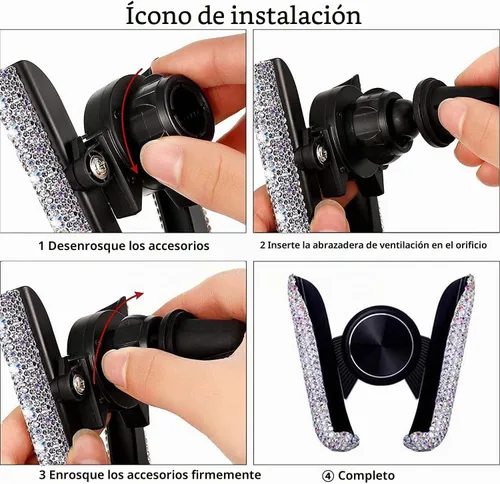 Vista 6 de SUNCARACCL Bling - Soporte de teléfono para automóvil, 360 grados, ajustable, de cristal, soporte de teléfono para salpicadero, parabrisas y Negro