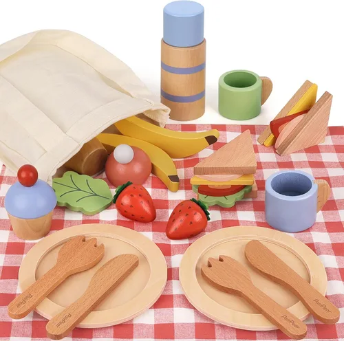 Vista 8 de PairPear Casa de Jengibre Juego de Hornear – Kit de Hornear Galletas de Navidad de Madera de 29 Piezas, Juguete 3D de Comida de Juego de Galletas