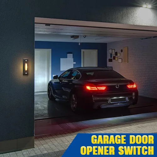 Vista 6 de Saillong 1 botón de timbre iluminado, botón de timbre con cable, timbre de repuesto montado en la pared de garaje con luz LED compatible con la luz