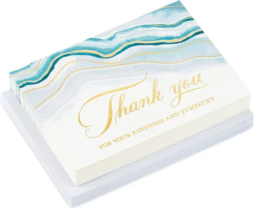 Vista 3 de Tarjetas de agradecimiento funerarias Hallmark, Agata en acuarela (20 tarjetas de agradecimiento por su condolencia con sobres)