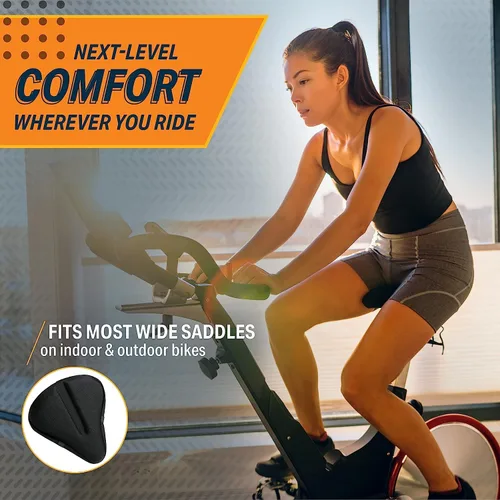 Vista 3 de Bikeroo Cojín Cómodo para Asiento de Bicicleta - Cubierta de Gel Acolchada para Ejercicio, Bicicletas de Montaña y Carretera, Ajuste Universal
